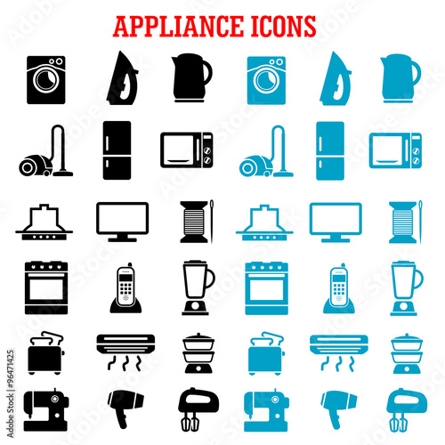 Home appliance and equipment flat icons
