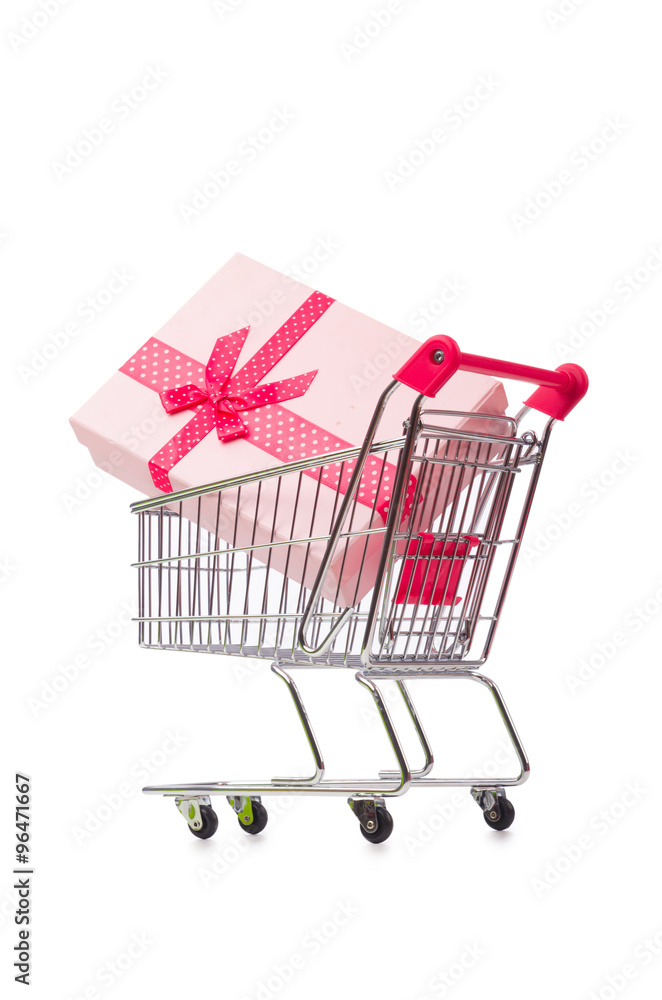 Cart in holiday shopping concept