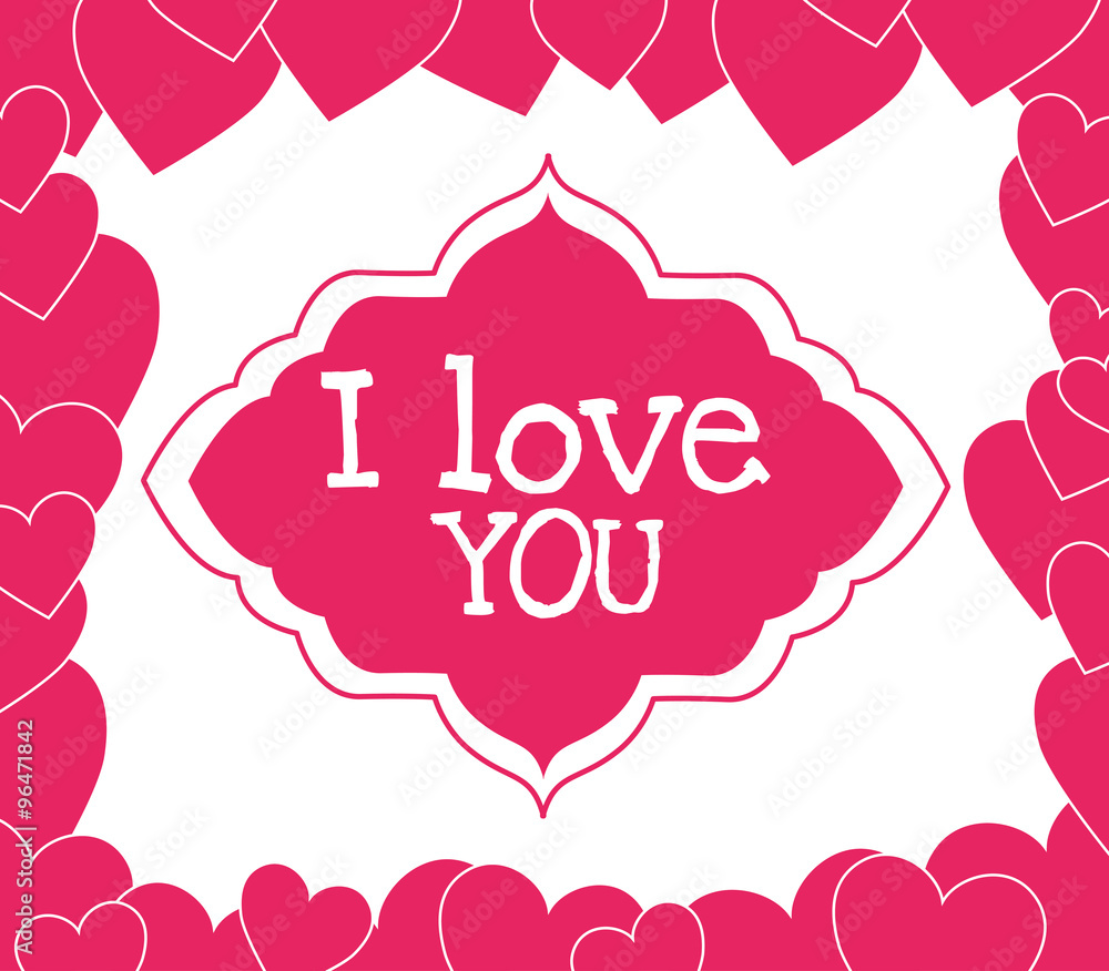 Romantic colorful card design with pink hearts Romantic colorful card design with pink hearts