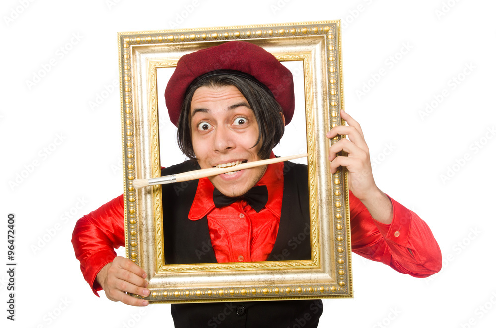 Funny artist isolated on white