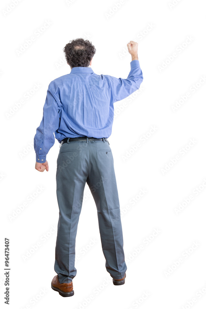 Angry Businessman Facing Backward Against White Angry Businessman Facing Backward Against White