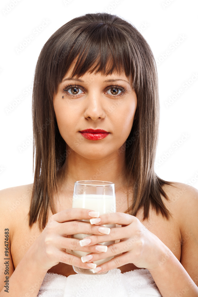 Woman drinking milk Woman drinking milk