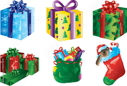 Colorful christmas present icons
