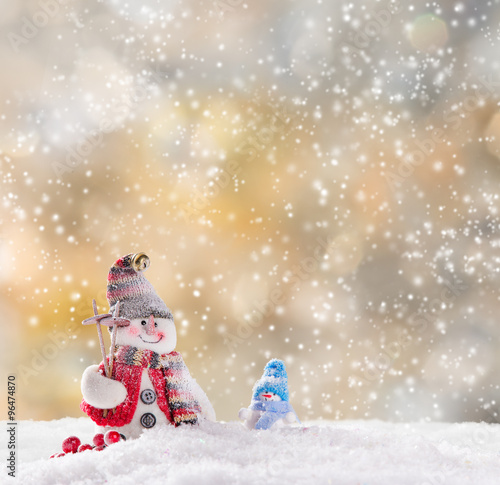 Christmas background with snowman photo