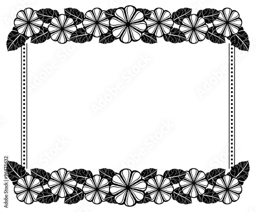 Horizontal frame with decorative flowers and leaves photo