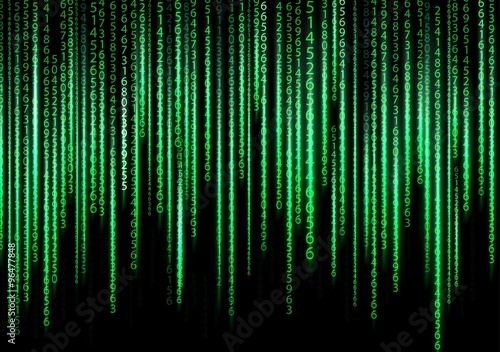 Technology binary background. Binary on green background