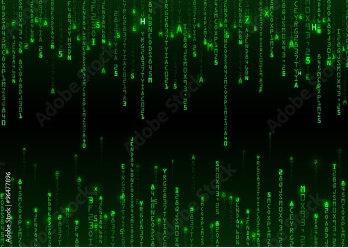 Technology binary background. Binary on green background