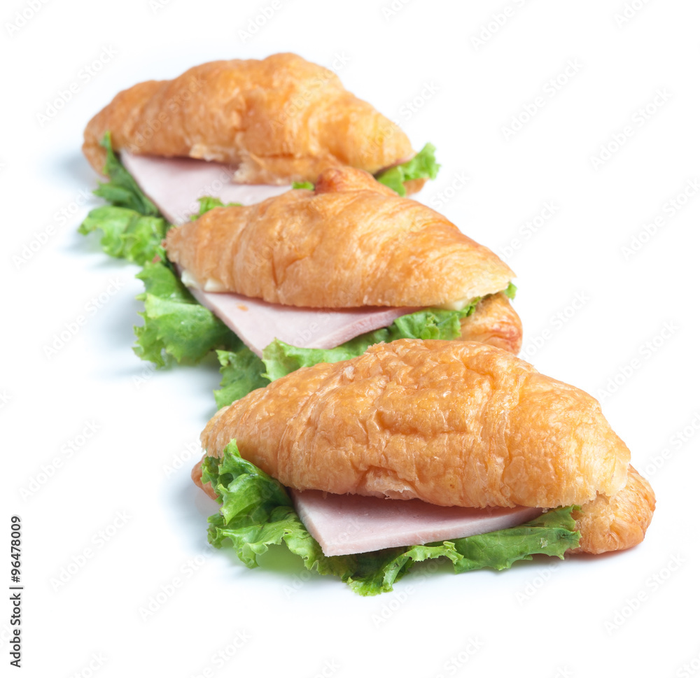 croissant ham cheese on white background croissant ham cheese on white background