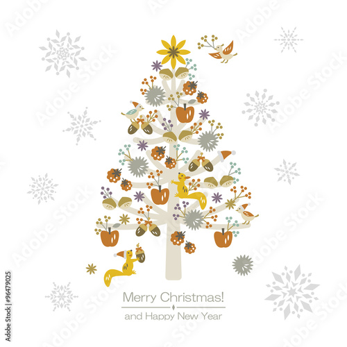 Wonderful christmas tree with snowflakes