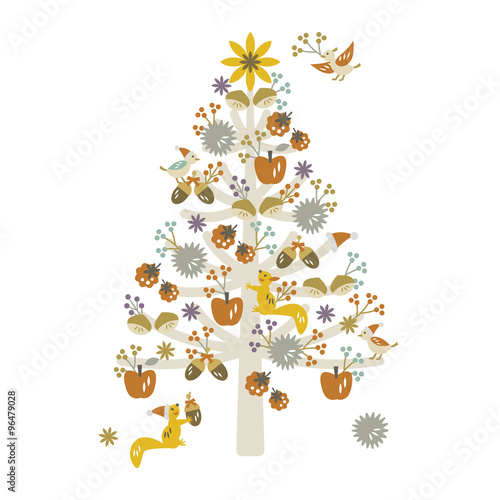 Wonderful christmas tree with white background