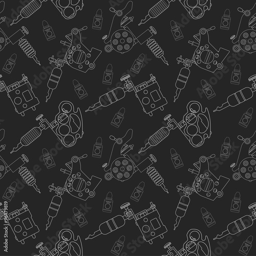 Tattoo machines and ink pattern. Black