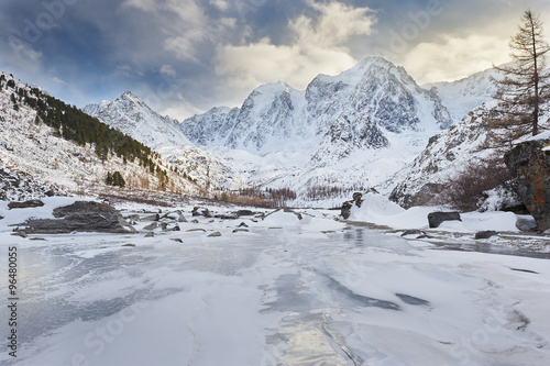 Beautiful winter landscape, Altai mountains Russia. © jura_taranik