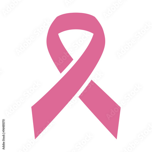 Pink ribbon for breast cancer awareness flat icon