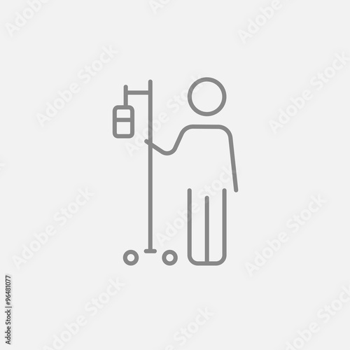 Patient standing with intravenous dropper line icon.