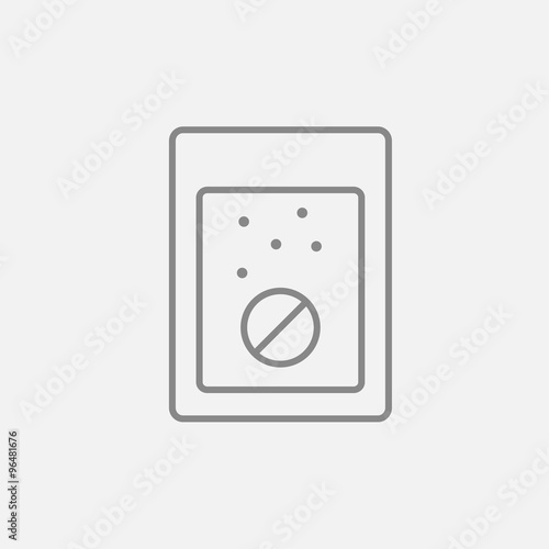 Tablet into glass of water line icon.