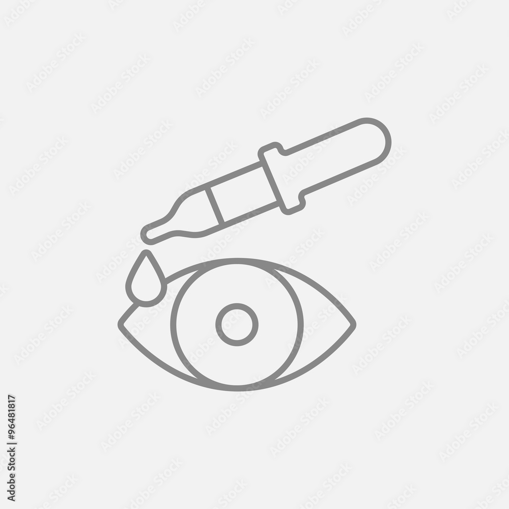 Pipette and eye line icon. Pipette and eye line icon.