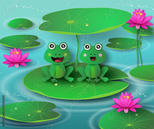 frog in the pond.