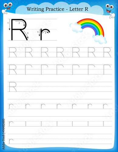 Writing practice letter R