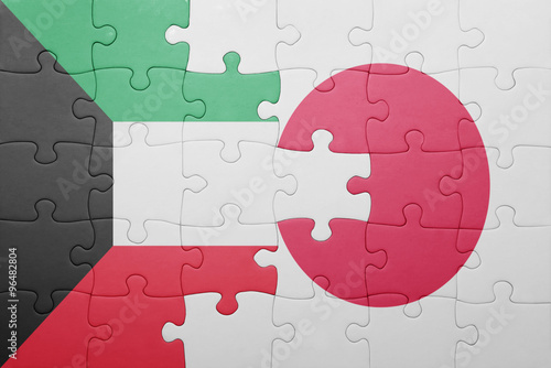 puzzle with the national flag of japan and kuwait