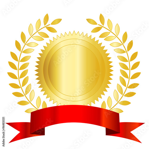 Gold seal red ribbon and laurel