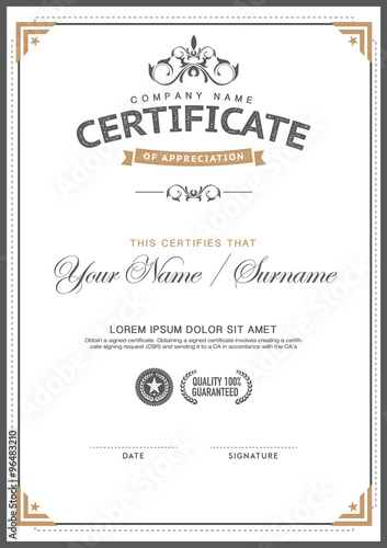 vintage certificate  template. smart,clean,hipster