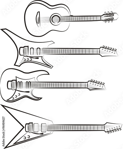 classic acoustic and electric guitars