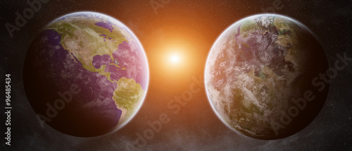 Fototapeta Naklejka Na Ścianę i Meble -  Earth exoplanet in space