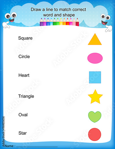Match shapes kids worksheet