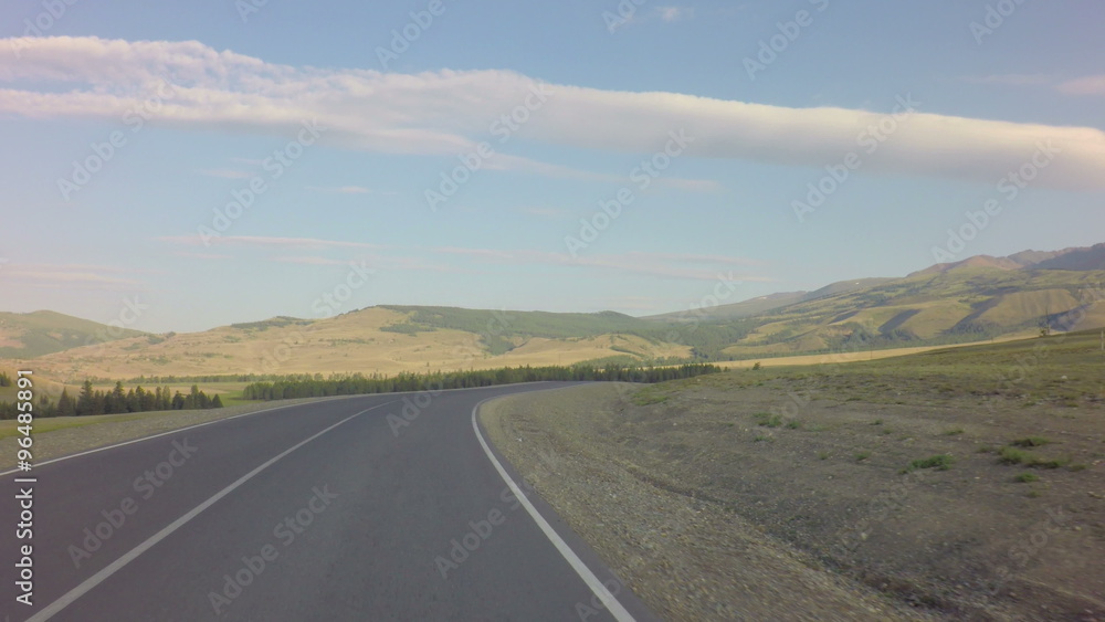Kurai steppe and North Chuya ridge at the dawn. Kurai steppe and North Chuya ridge at the dawn.