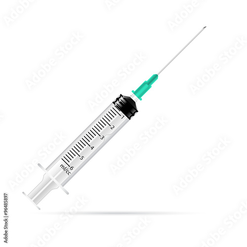 Realistic 3d empty plastic medical syringe