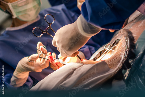 Classic cesarean section in the operating theater, labor room