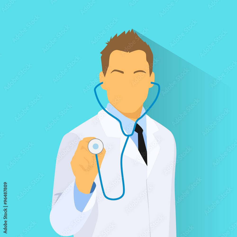 Medical Doctor with Stethoscope Profile Icon Male Portrait