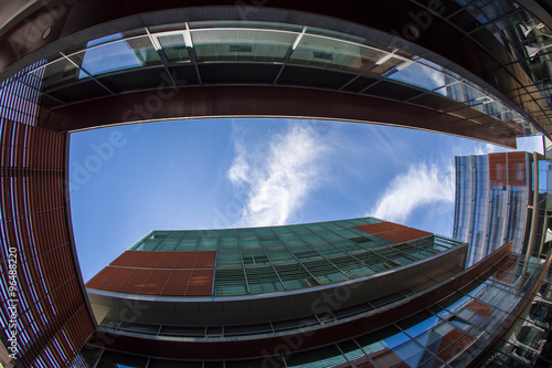 Fish eye view with business buildings.Timisoara, Romania 3