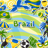 Brazil background with sticker objects and cultural symbols