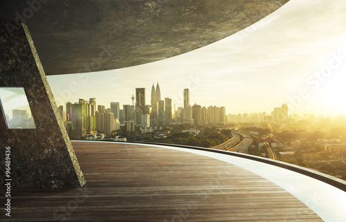 Canvas Print View from open space balcony,Kuala Lumpur city centre during sunset