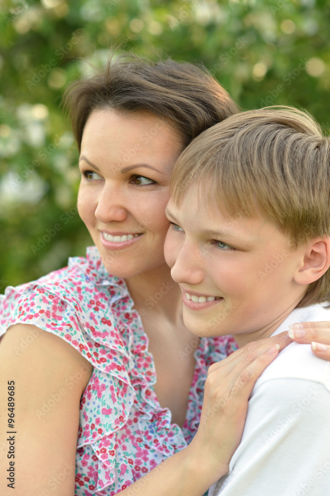 mother with son in park mother with son in park