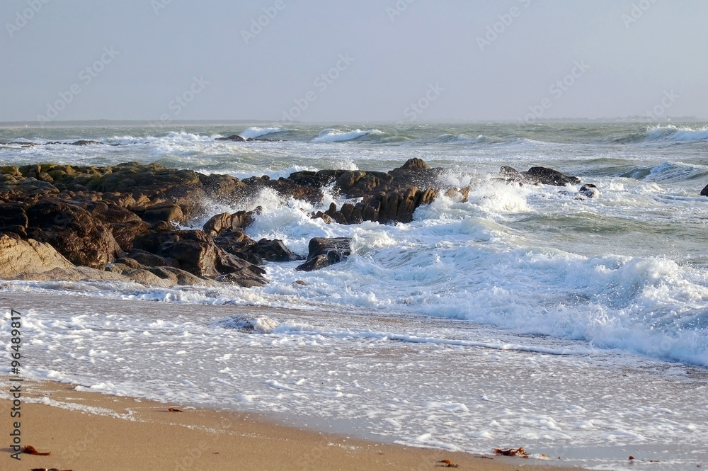 French sea shore with waves and rocks French sea shore with waves and rocks