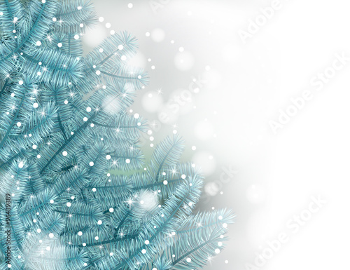 Vector blue christmas tree on white background. 