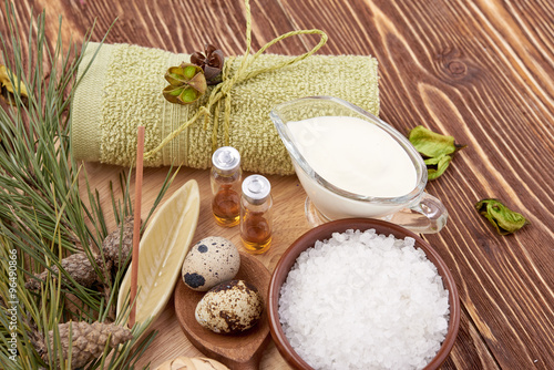 spa stuff on wooden background