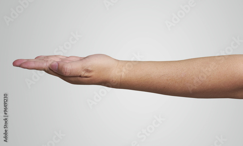 Open man hand on white background, with clipping path