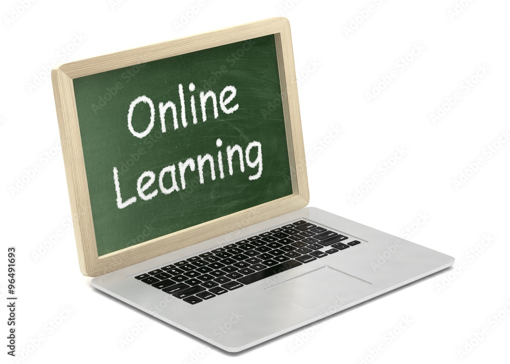 Laptop with chalkboard, online education concept Laptop with chalkboard, online education concept