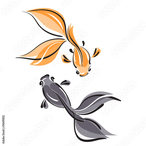 Gold and black fish. Vector illustration