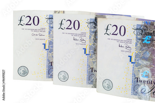 Banknotes of 20 english pounds photo