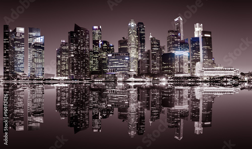 Singapore downtown night view