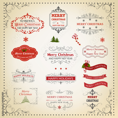 Christmas And New Year Calligraphic And Typographic design eleme