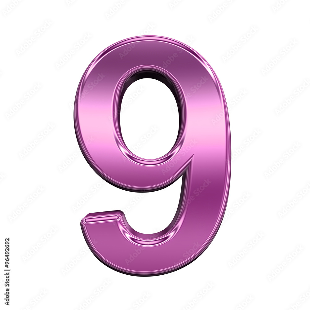 One digit from shiny pink alphabet set, isolated on white. Computer generated 3D photo rendering. One digit from shiny pink alphabet set, isolated on white. Computer generated 3D photo rendering.