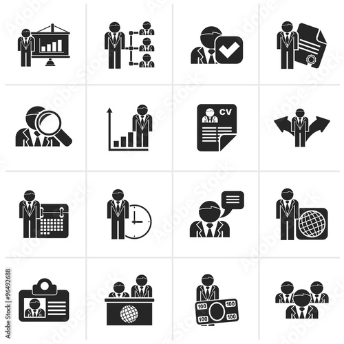 Black Human resource and employment icons  -vector icon set photo