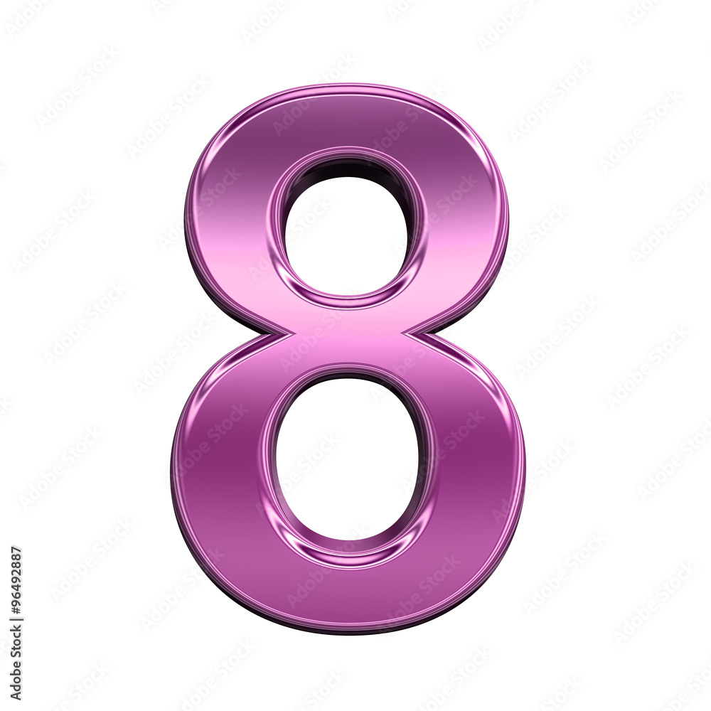 One digit from shiny pink alphabet set, isolated on white. Computer generated 3D photo rendering. One digit from shiny pink alphabet set, isolated on white. Computer generated 3D photo rendering.