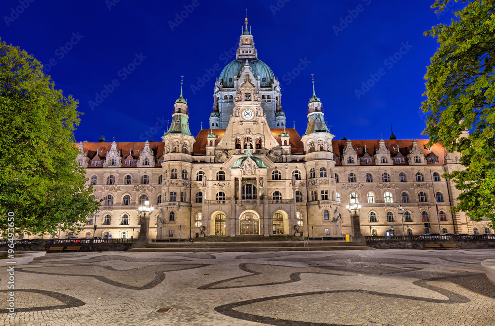 Facade of Town Hall in Hanover