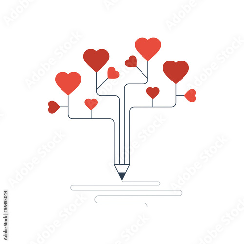 Writing a love letter. Love story. Love confession.